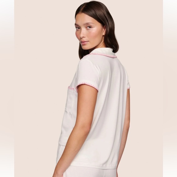 Frida TENCEL™ Modal Shortie Short PJ set in Ivory & Pink Size Small - Picture 4 of 12